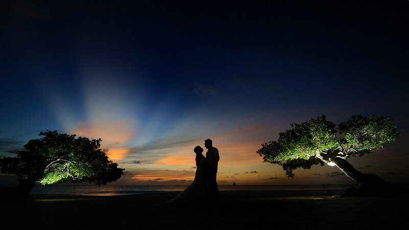 Couple on Beach at Sunset — Blue, Serene