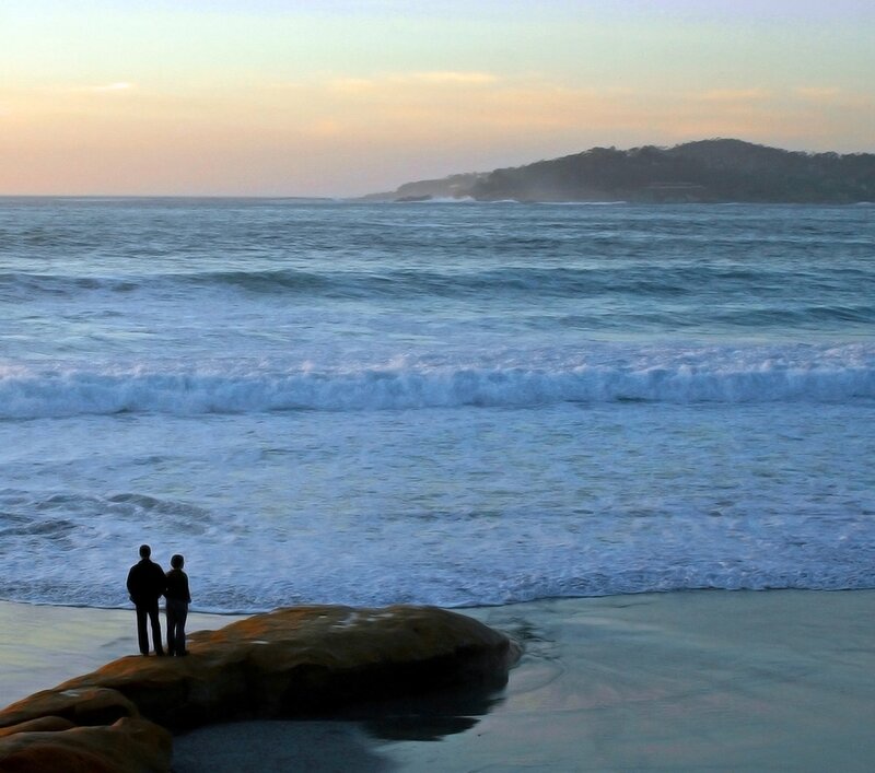 Couple on Beach at Sunset — Blue