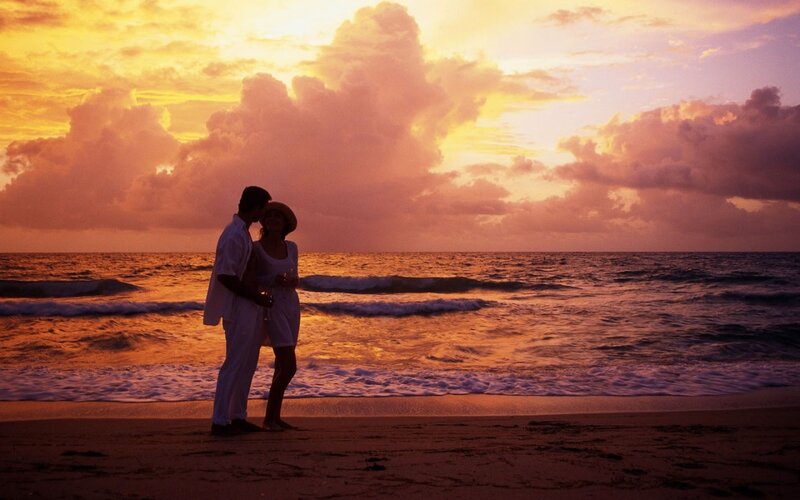 Couple on Beach at Sunset — Orange