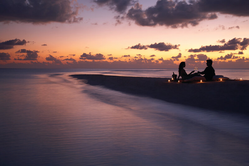Couple on Beach at Sunset — Purple, Serene