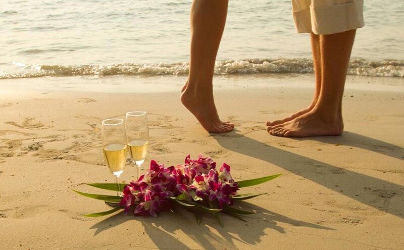 Couple on Beach — Beige, Serene, Sunset