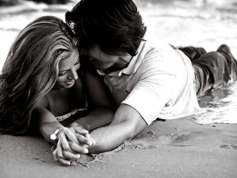 Couple on Beach — Black, Intimate, Photograph