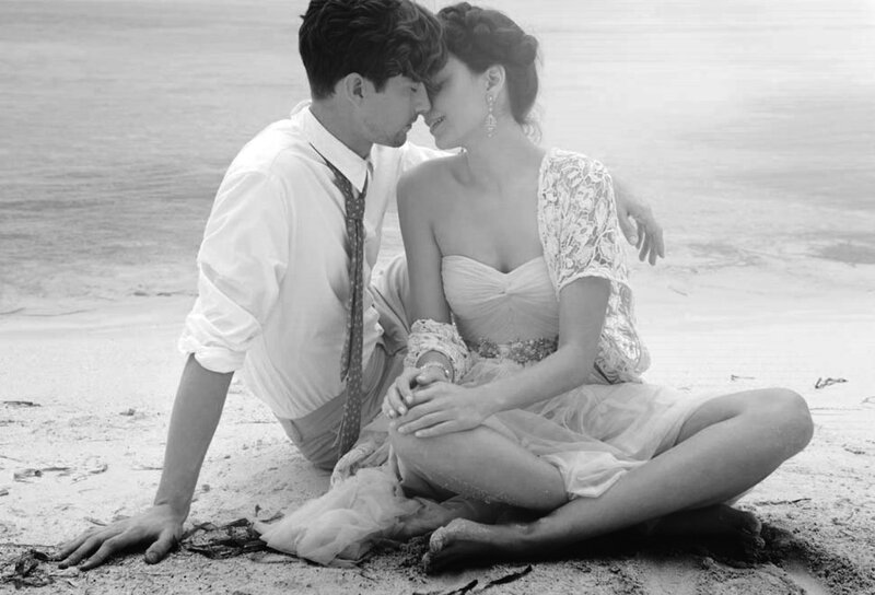Couple on Beach — Black, Romantic, Photograph