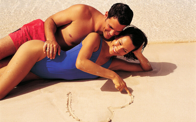 Couple on Beach — Blue, Relaxed, Afternoon