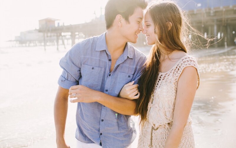 Couple on Beach — Blue, Romantic, Sunset, Photograph