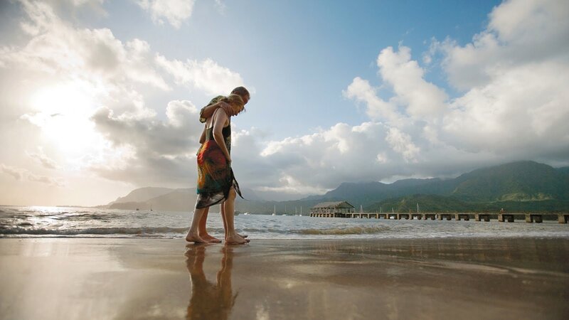 Couple on Beach — Blue, Serene, Sunset, Photograph