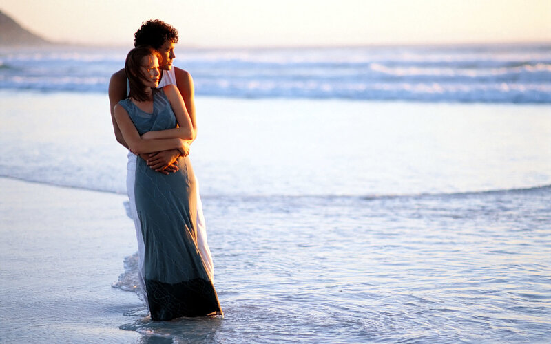 Couple on Beach — Blue, Serene