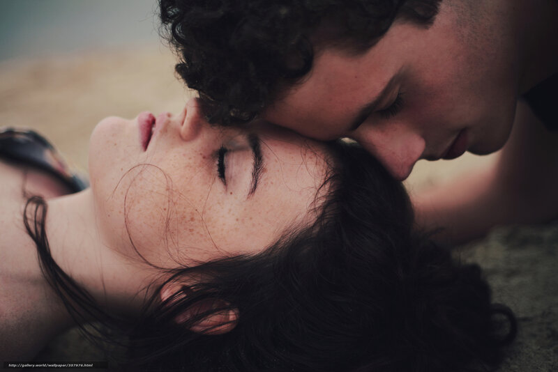 Couple on Beach — Brown, Intimate, Photograph