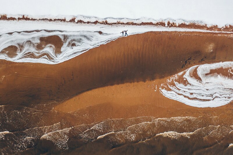 Couple on Beach — Brown, Serene, Photograph