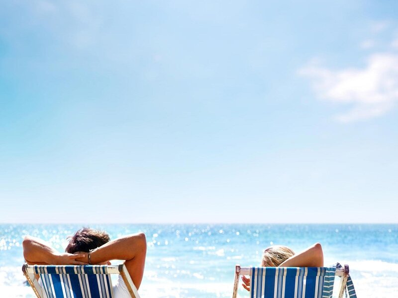 Couple on Beach Chairs — Blue, Serene