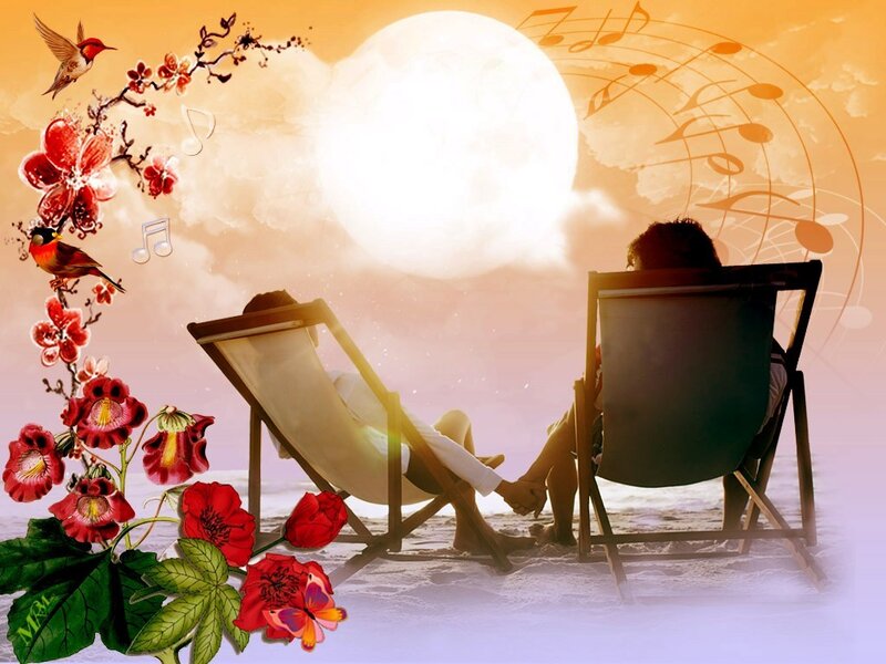 Couple on Beach Chairs — Orange, Serene