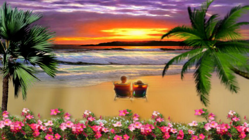 Couple on Beach Chairs — Orange