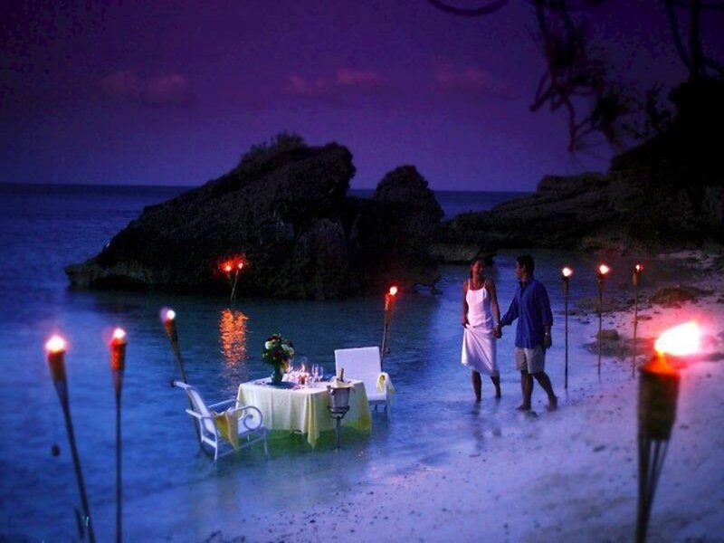 Couple on Beach Dinner — Purple