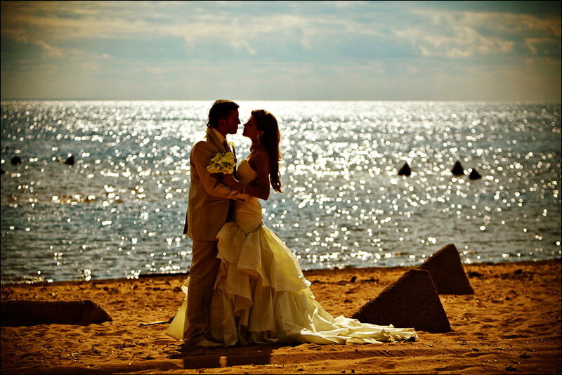 Couple on Beach — Gold, Romantic
