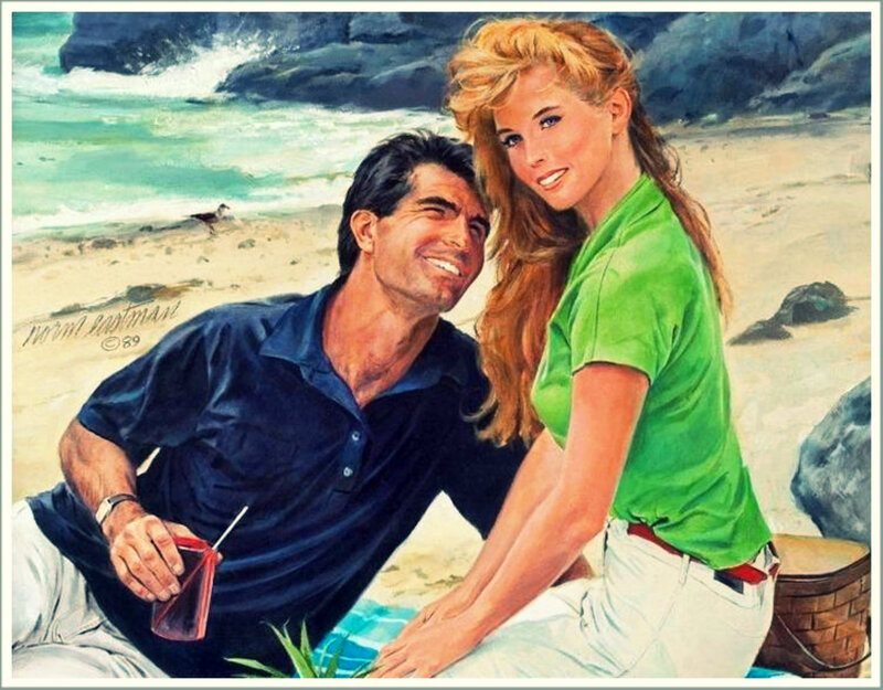 Couple on Beach — Green, Relaxed