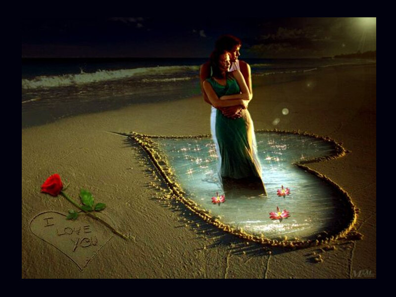 Couple on Beach — Green