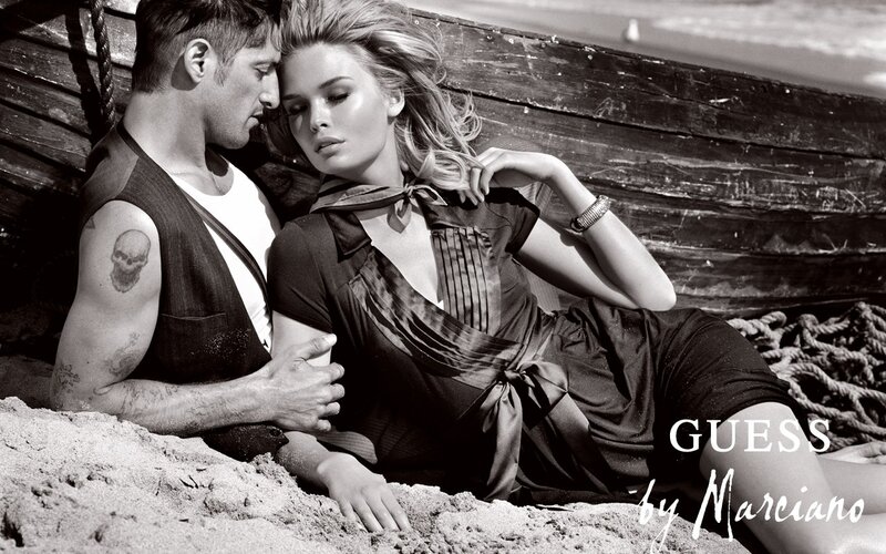 Couple on beach in black and white