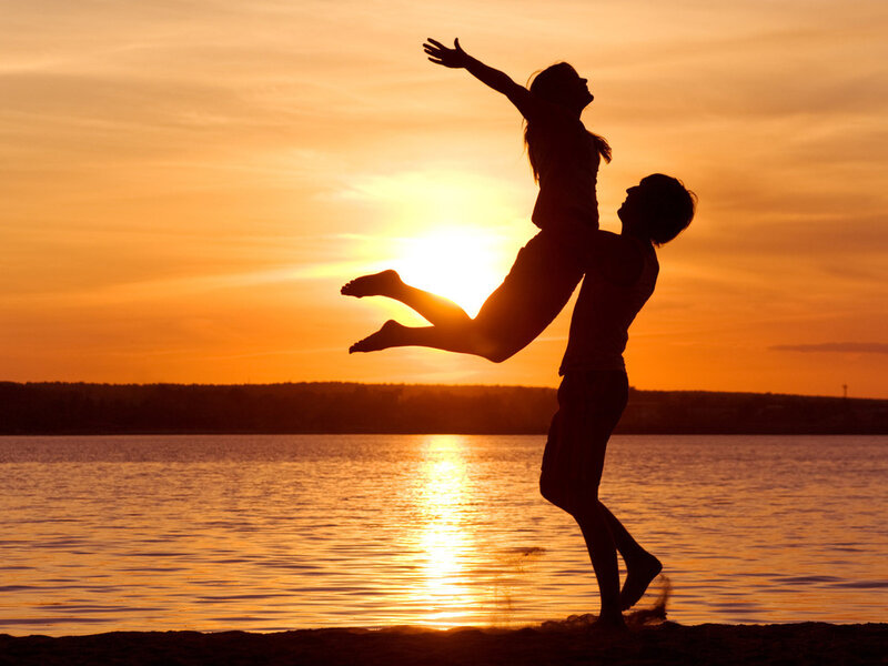 Couple on Beach — Orange, Dramatic