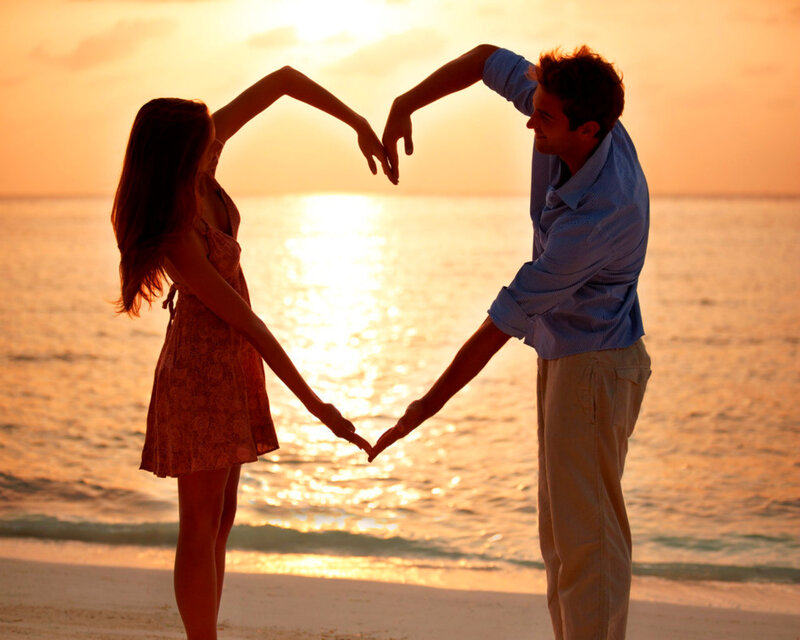 Couple on Beach — Orange, Romantic