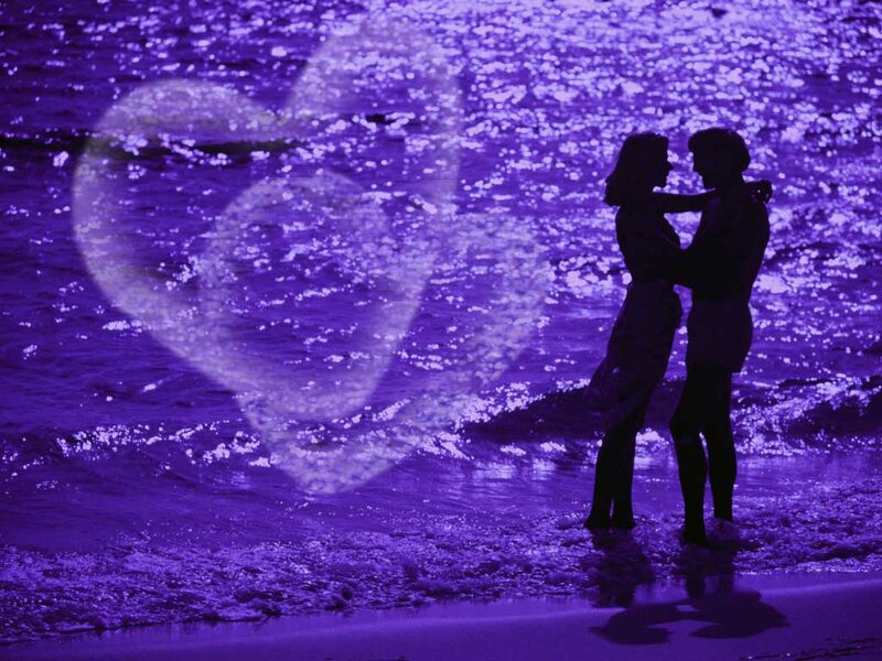 Couple on Beach — Purple, Romantic
