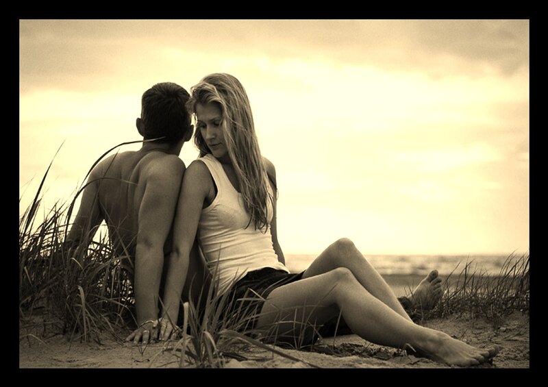 Couple on Beach — Sepia