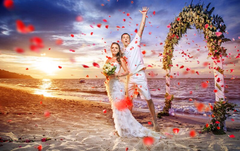 Couple on Beach Wedding