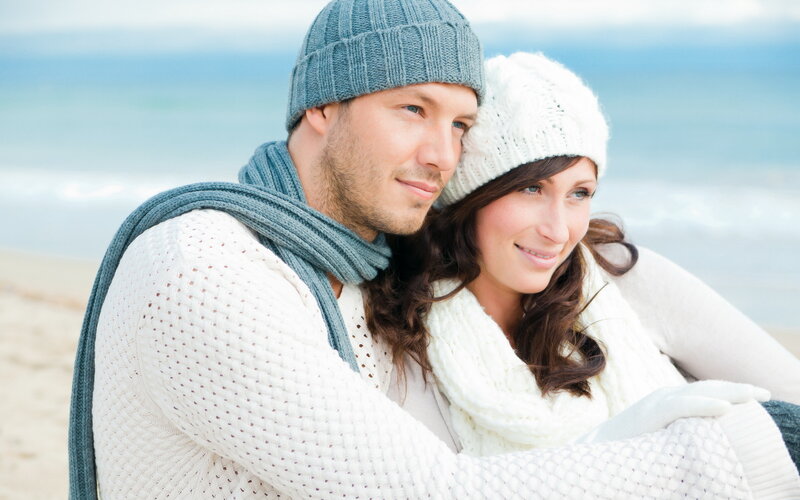 Couple on Beach — White, Calm