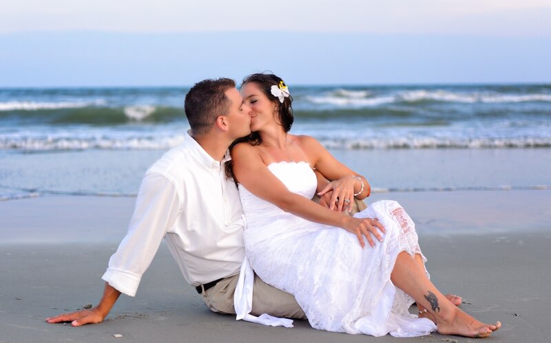 Couple on Beach — White, Romantic, Sunset