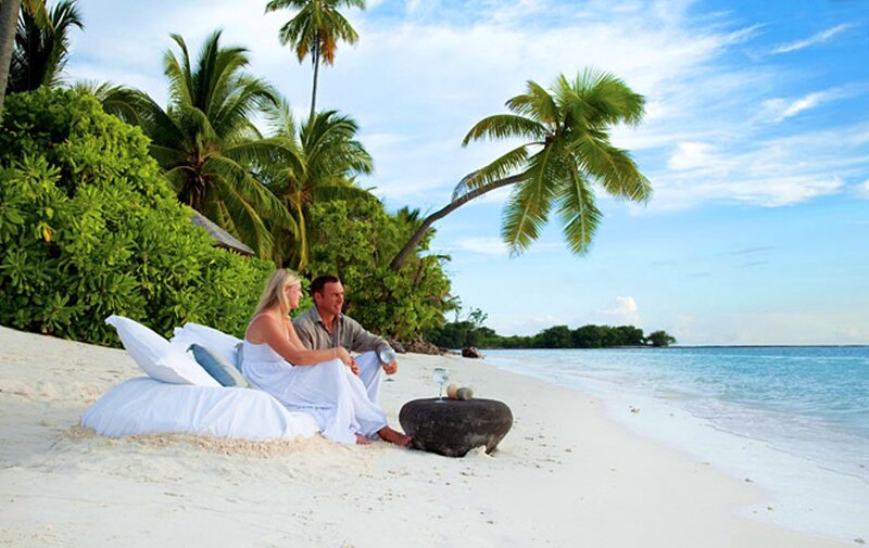 Couple on Beach — White, Serene, Afternoon, Photograph