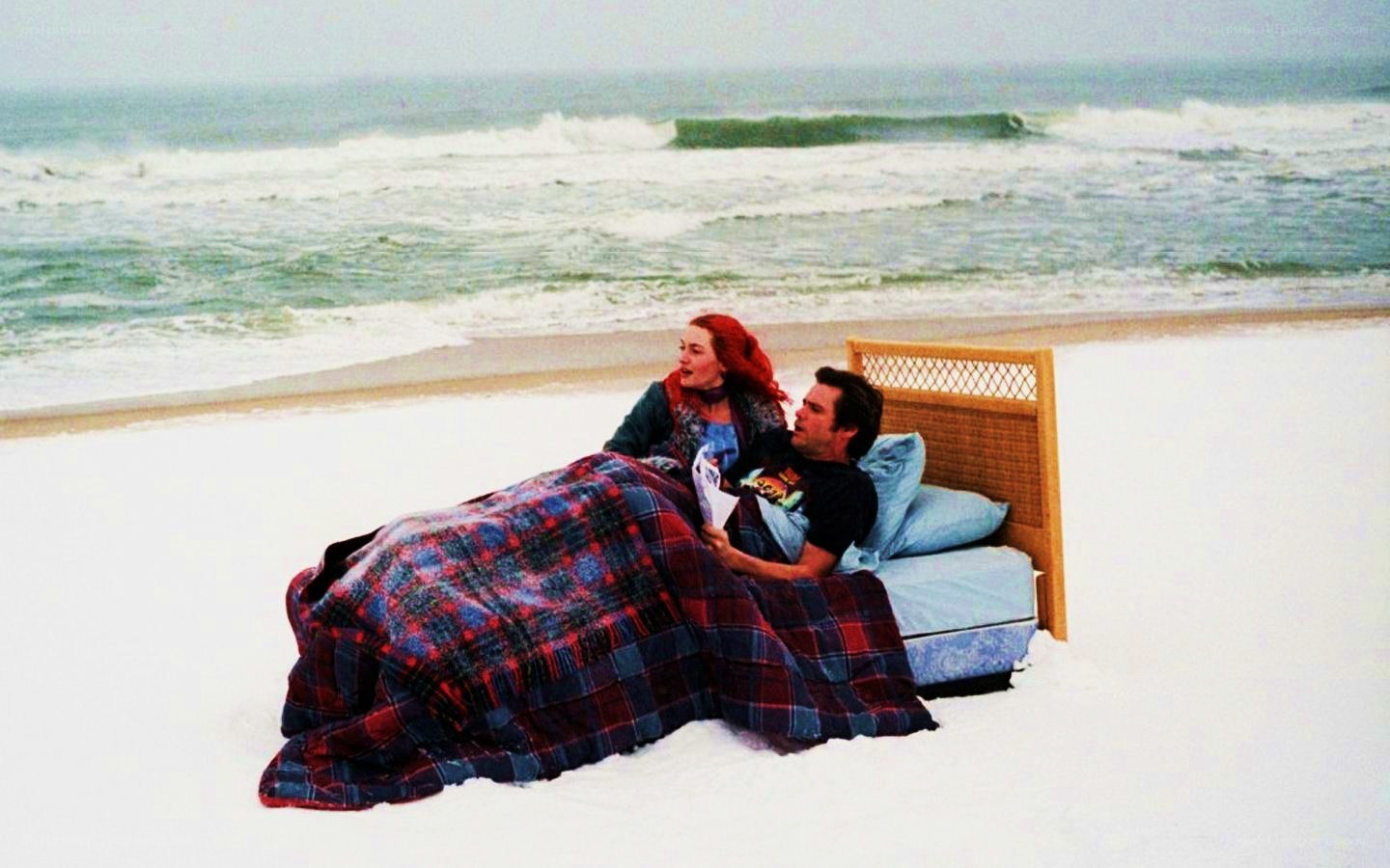 Couple on bed at beach