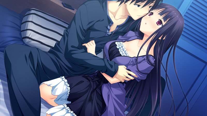 Couple on Bed — Blue