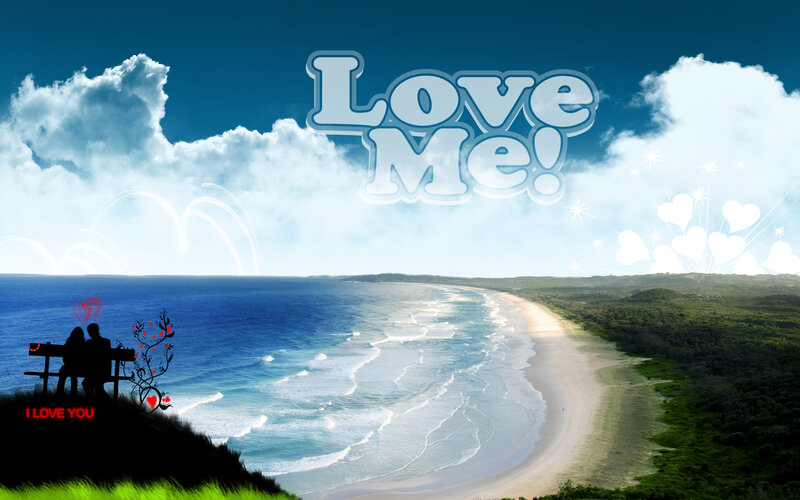 Couple on Bench at Beach — Blue
