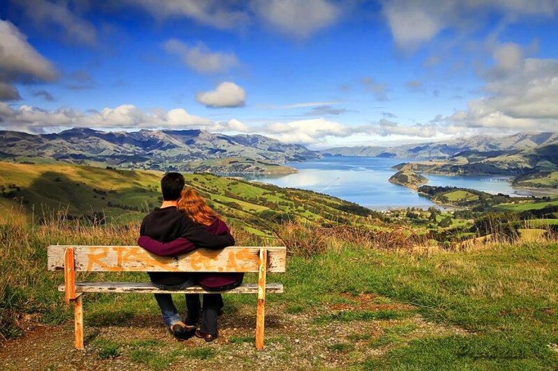 Couple on Bench — Blue