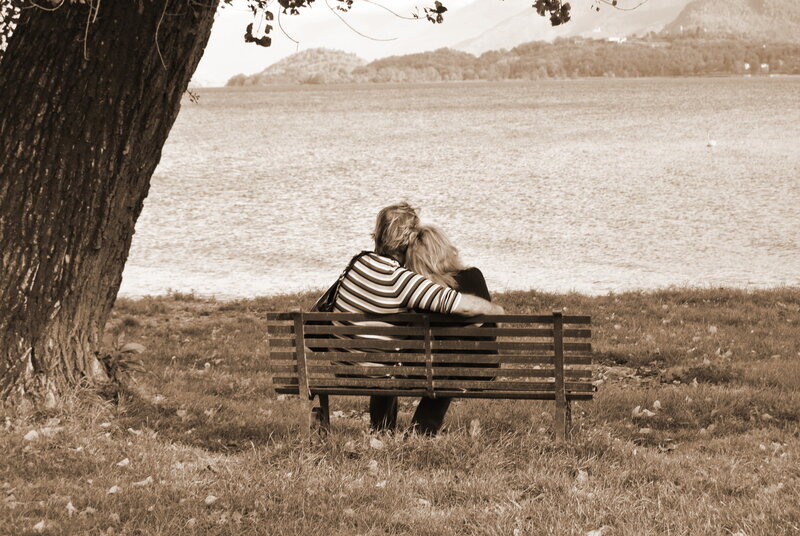 Couple on Bench — Brown