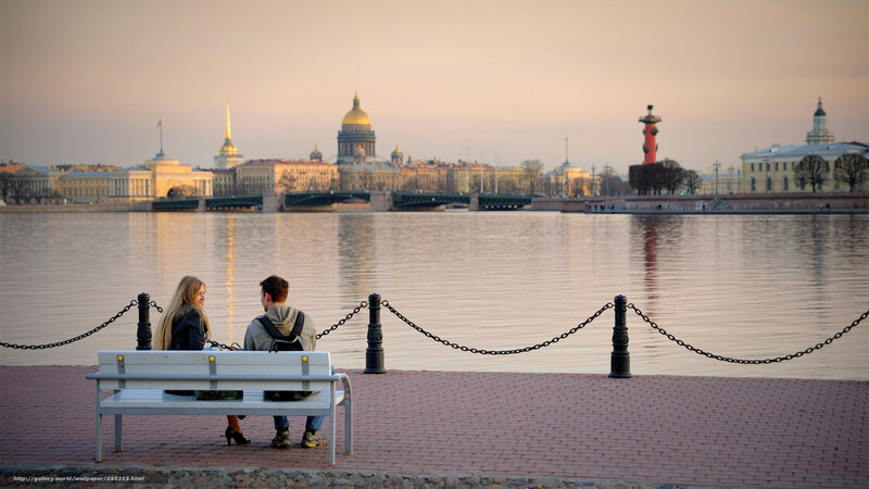 Couple on bench by river