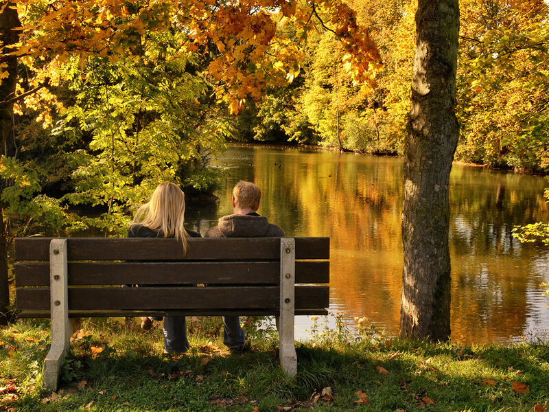 Couple on Bench — Green