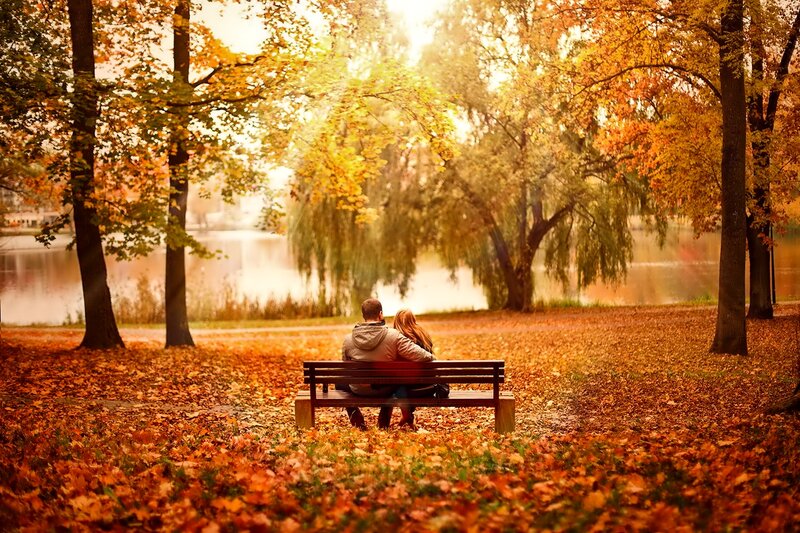 Couple on Bench — Orange