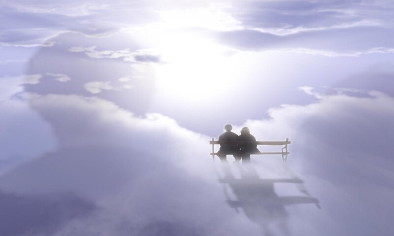Couple on Bench — White