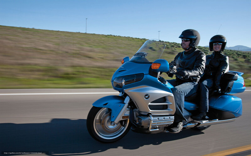 Couple on Blue Motorcycle — Active, Afternoon