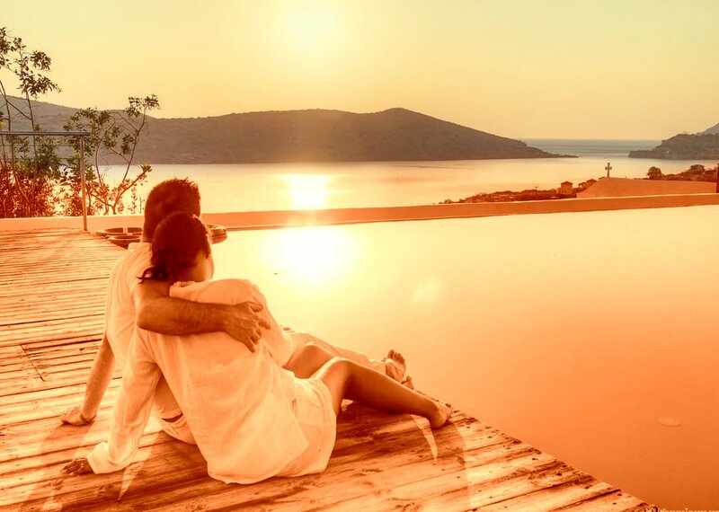Couple on Deck at Sunset — Orange