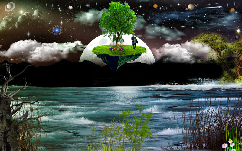 Couple on Floating Island — Green