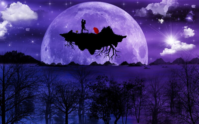 Couple on Floating Island — Purple