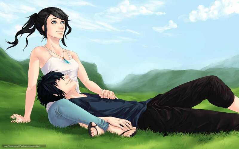 Couple on Grass — Green, Serene