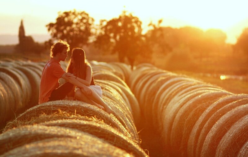 Couple on Hay Bales