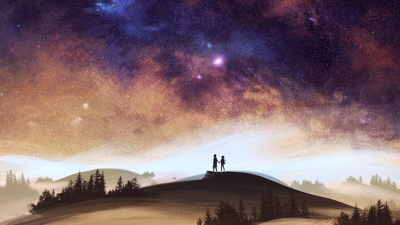 Couple on Hilltop — Purple