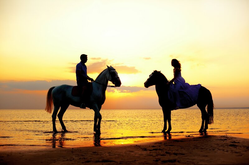 Couple on Horses — Yellow