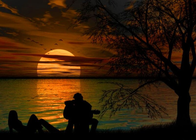Couple on Lakeshore — Orange