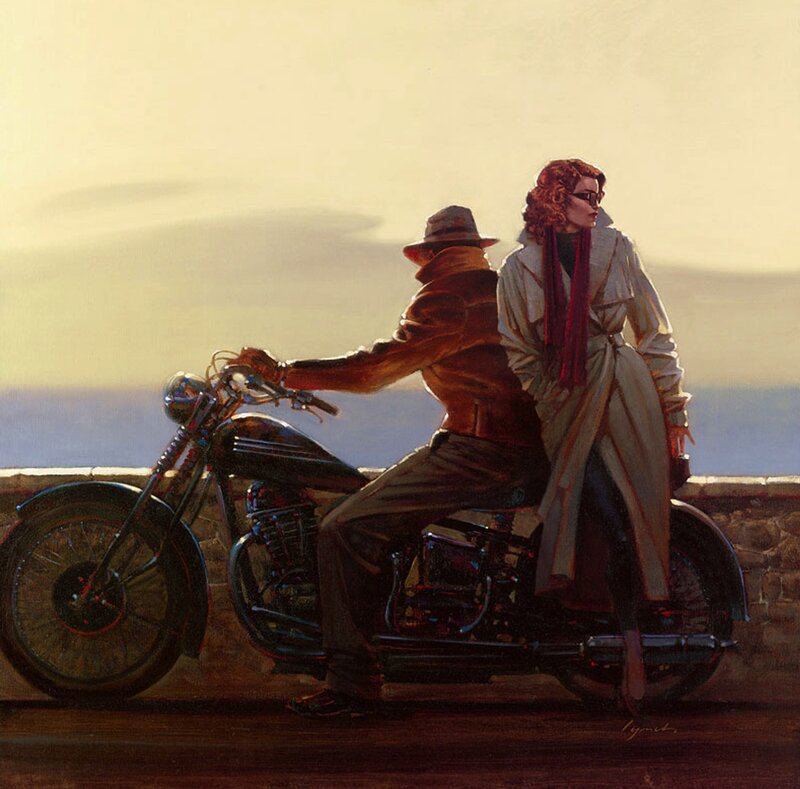 Couple on Motorcycle — Brown