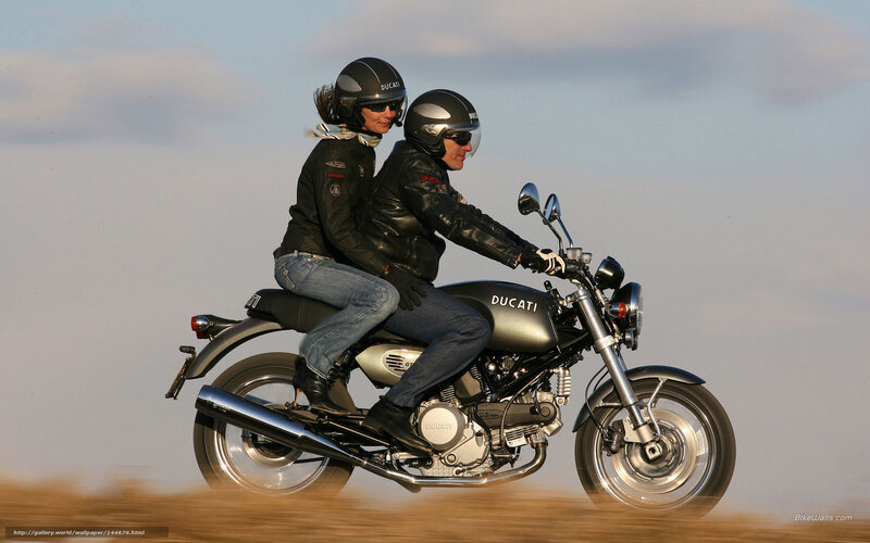 Couple on Motorcycle — Gray
