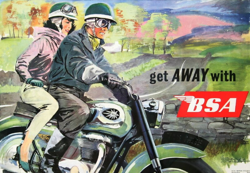 Couple on Motorcycle — Green, Adventurous